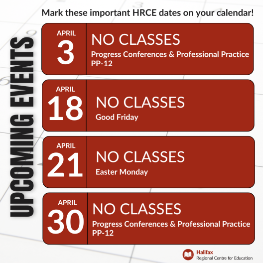 Important dates to note in HRCE’s calendar for April: 